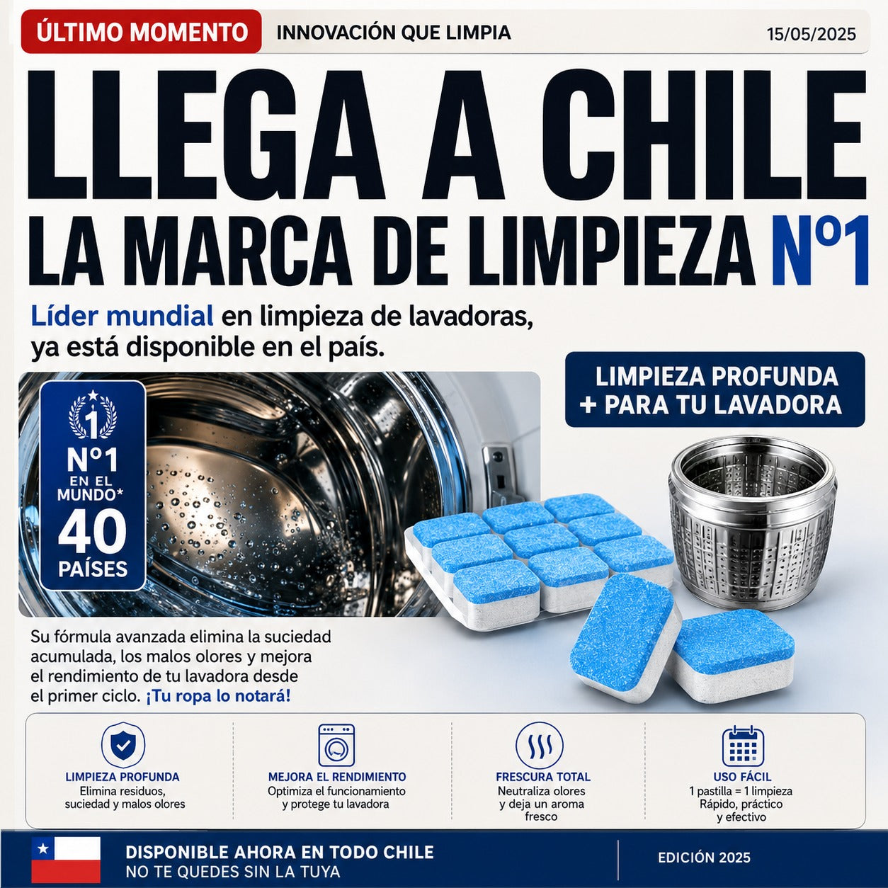 pack de 12 Pastillas Limpia Lavadora