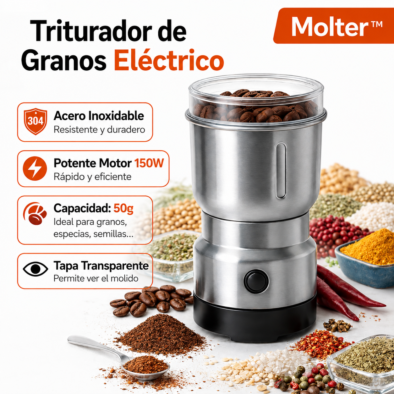 PACK 2Moledor De Cafe Y Granos molinillo