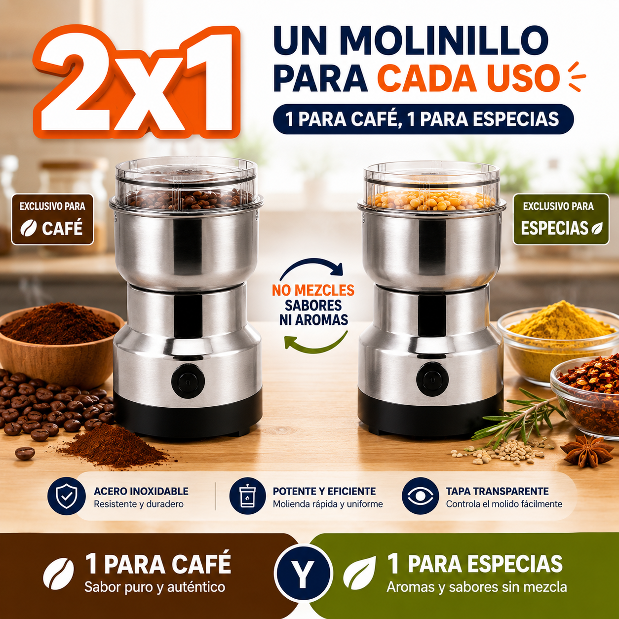 PACK 2Moledor De Cafe Y Granos molinillo