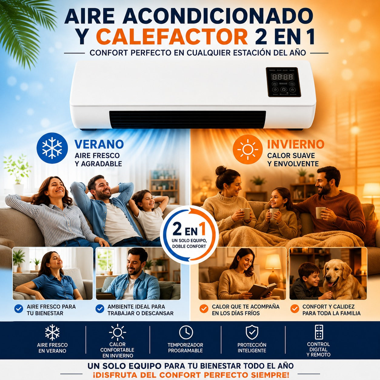 Calefactor De Aire Acondicionado 2 En 1